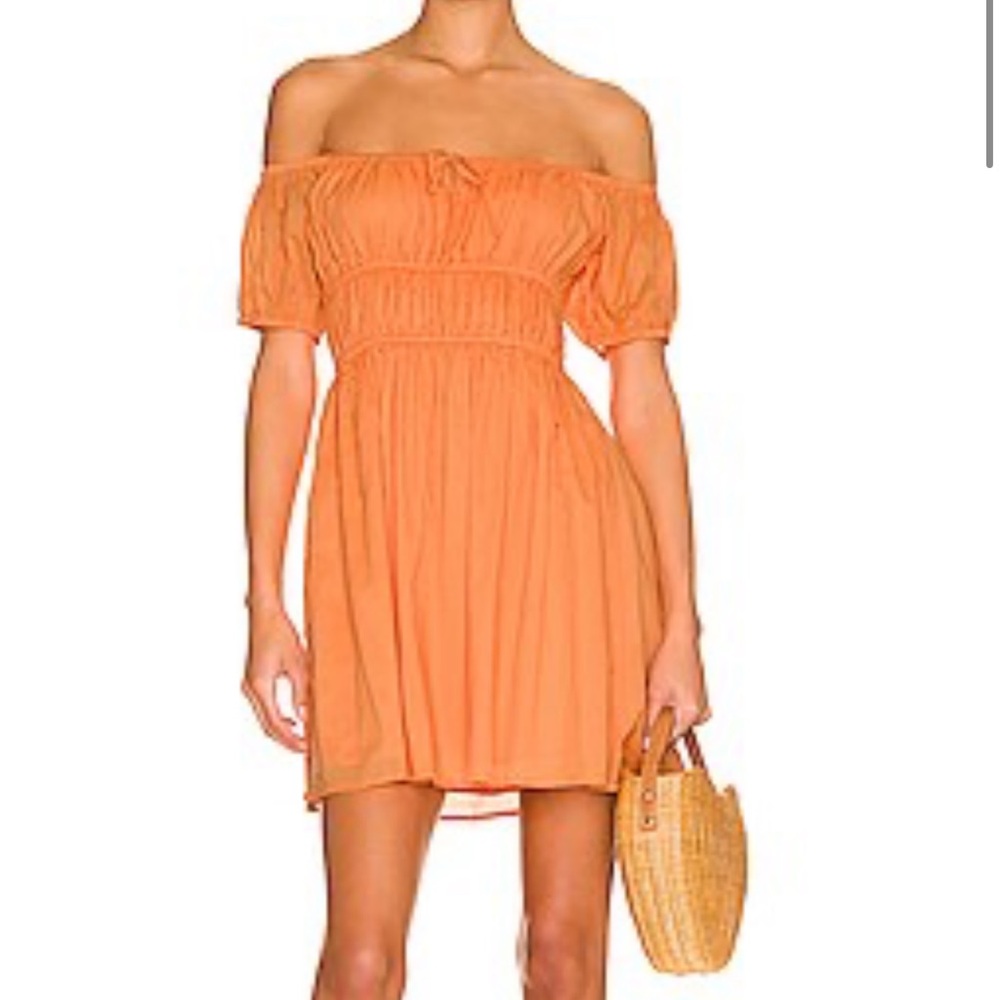 Faithfull the Brand Off-Shoulder Coral Dress